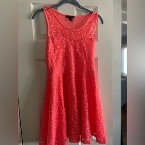 Neon pink fit and flare dress